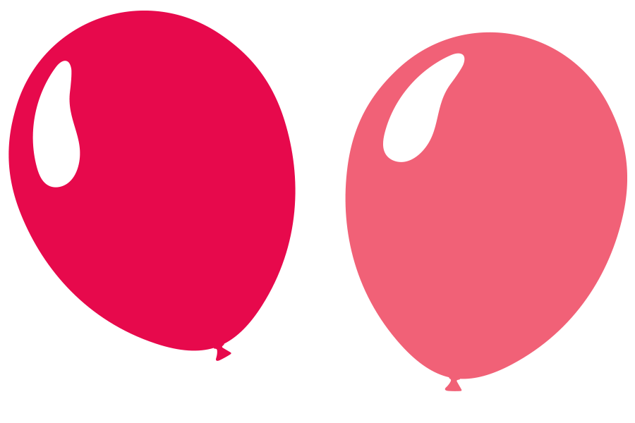 Two balloons. One orange and one light pink.